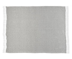 Gray and White Woven Cotton Geometric Throw Blanket
