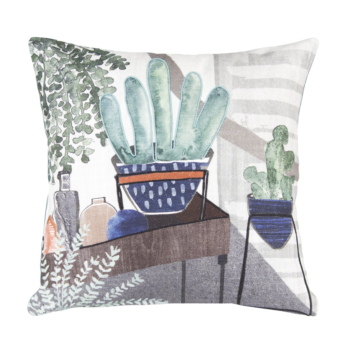 Set Of Two 15 x 6 Green Cotton blend Zippered Pillow