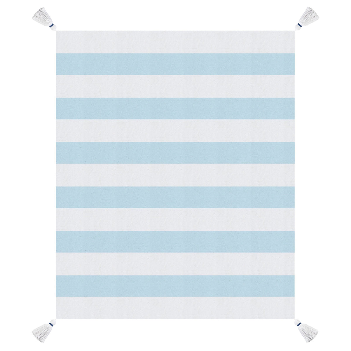Blue and White Woven Cotton Striped Throw Blanket