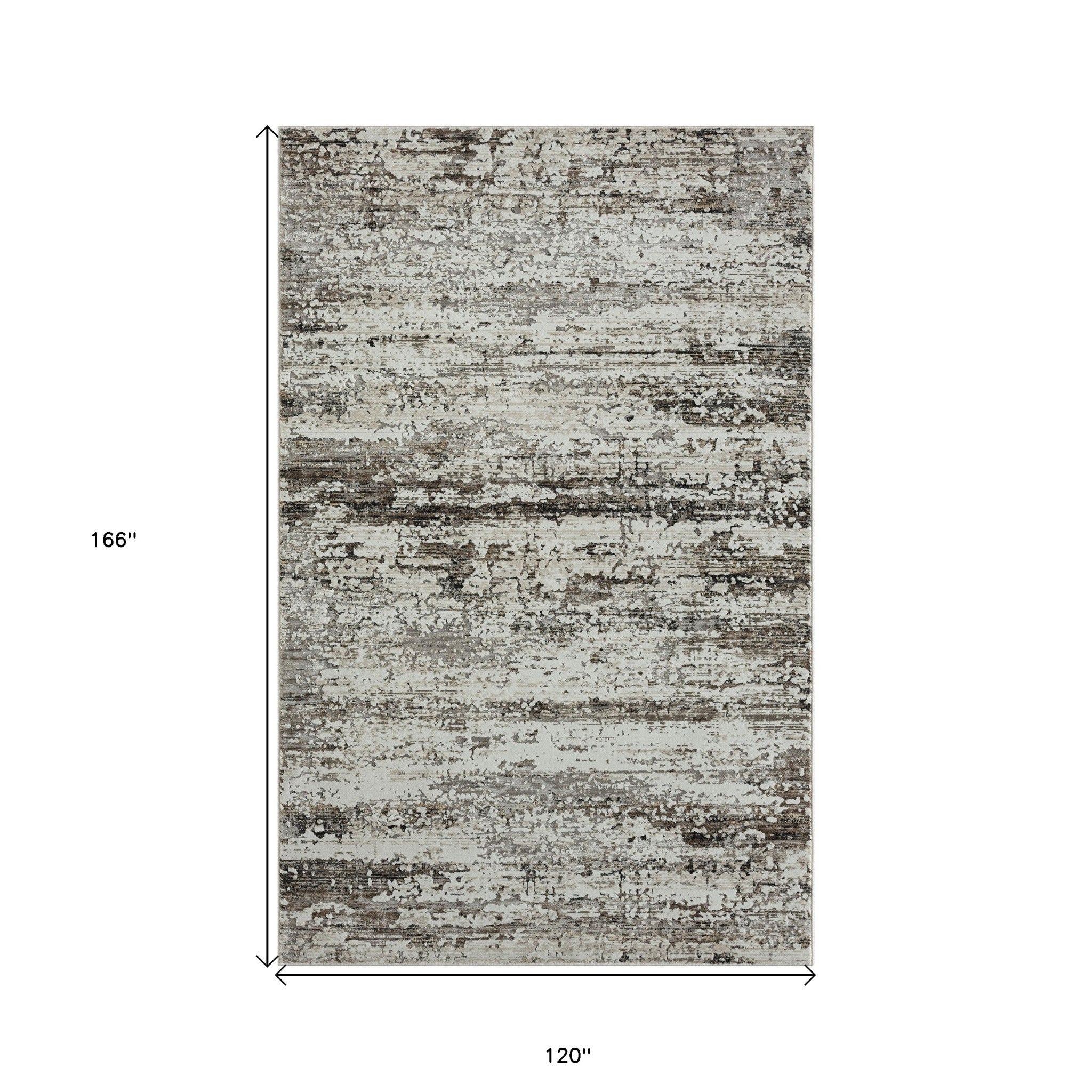 10' x 14' Beige Abstract Distressed Area Rug