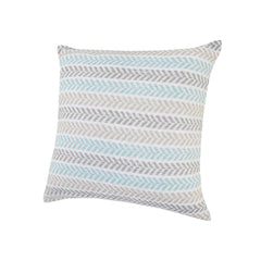 18" X 18" Green and White Chevron Cotton Zippered Pillow