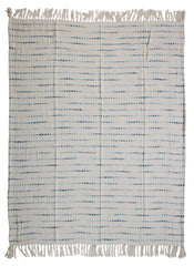 Cream Woven Cotton Striped Throw Blanket