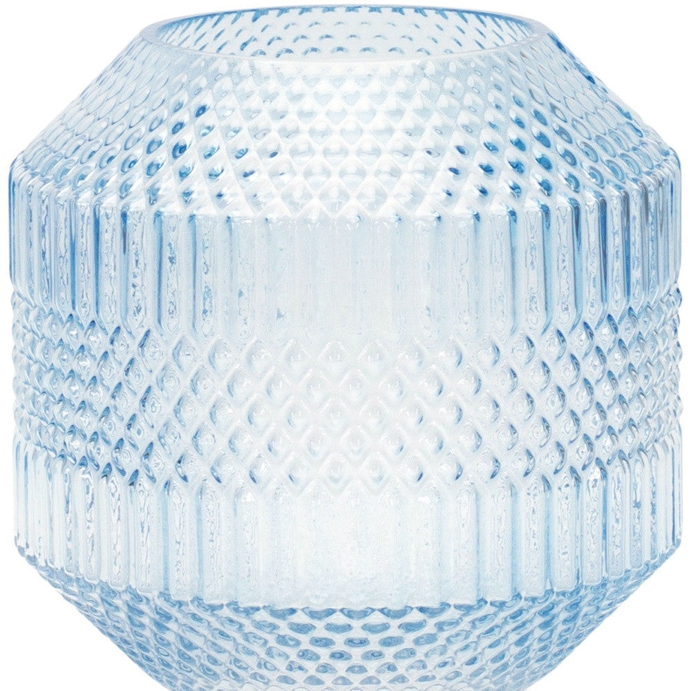 6.5" Crystal Glass Blue Round Table vase