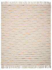Cream Woven Cotton Striped Throw Blanket