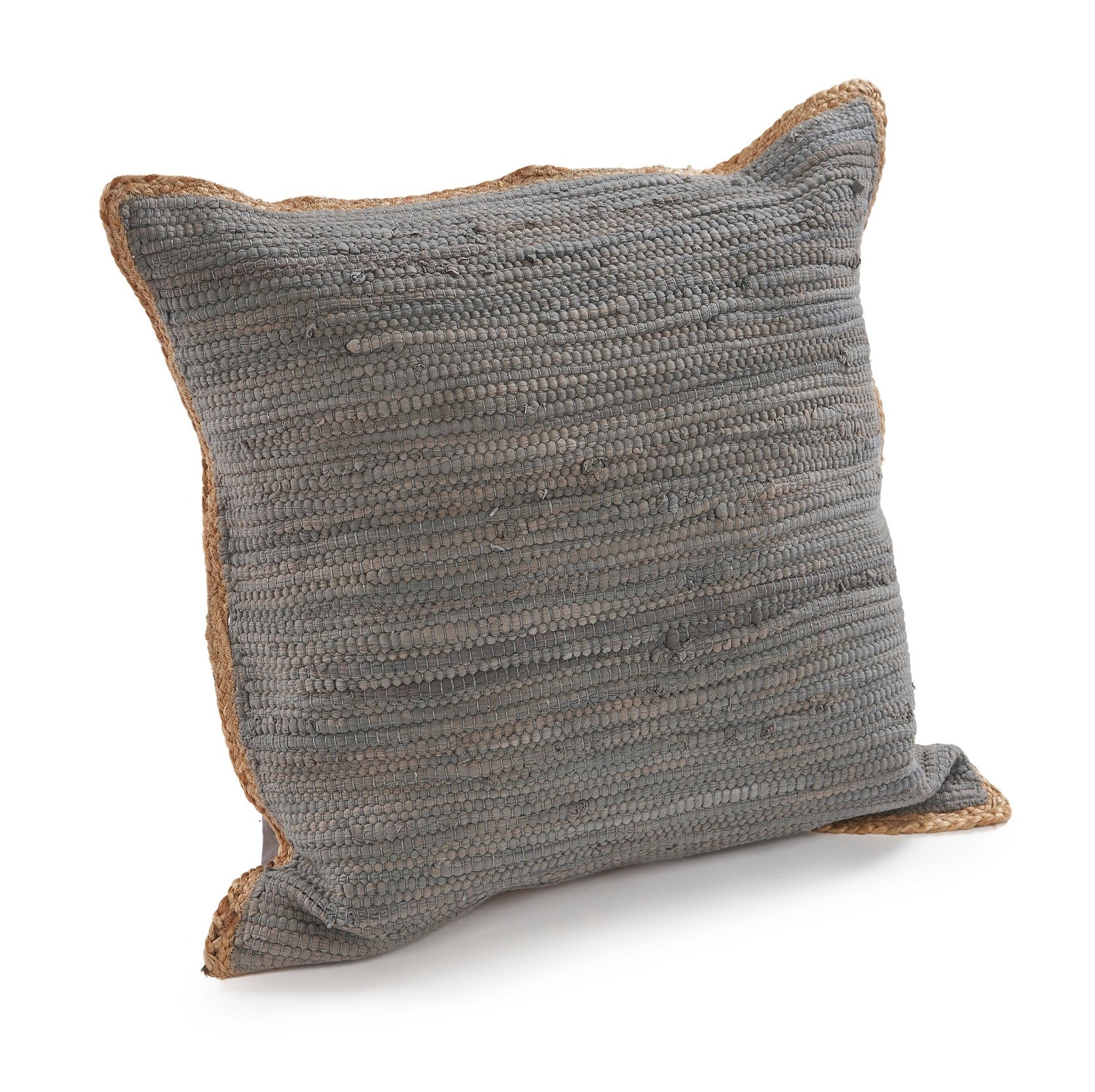 20" X 20" Anthracite Gray And Tan 100% Cotton Zippered Pillow