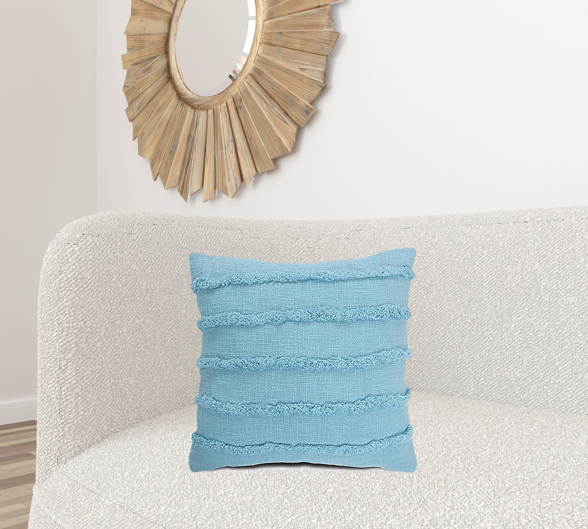 20" X 20" Teal 100% Cotton Zippered Pillow