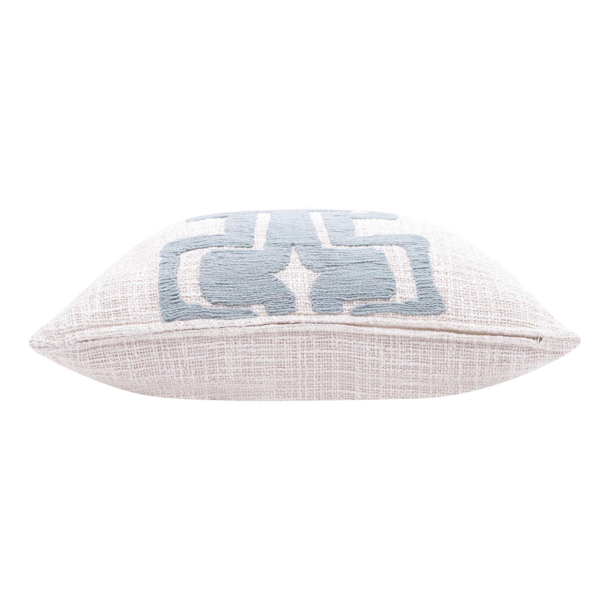 20" X 20" Ocean Blue And Ivory 100% Cotton Geometric Zippered Pillow
