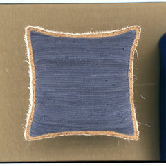 20" X 20" Blue and Beige Cotton Blend Zippered Pillow