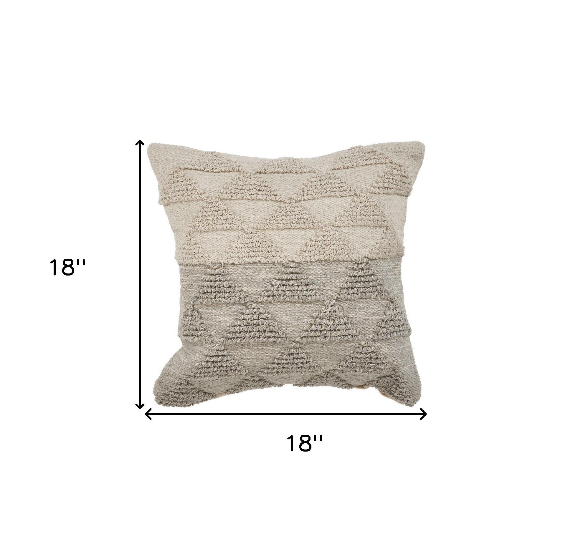 18" X 18" Gray and Beige Geometric Cotton Zippered Pillow