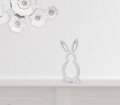 Set Of Two 11" White Polyresin Rabbit Figurine