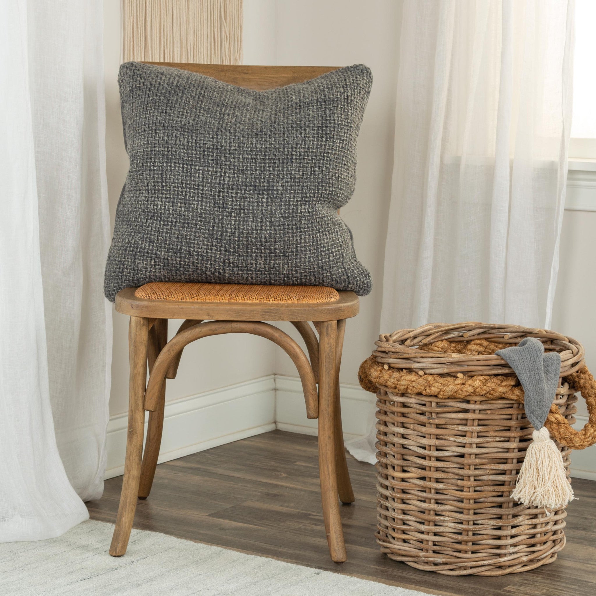 20" Gray Cotton Blend Pillow