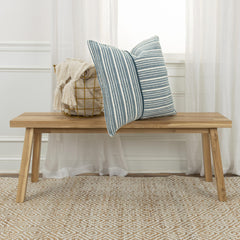 20" Blue and White Cotton Pillow With Embroidery Edges