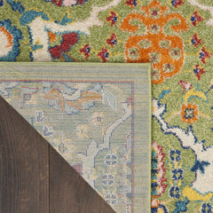 9' x 12' Green Floral Power Loom Area Rug