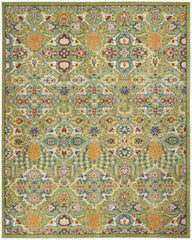 9' x 12' Green Floral Power Loom Area Rug