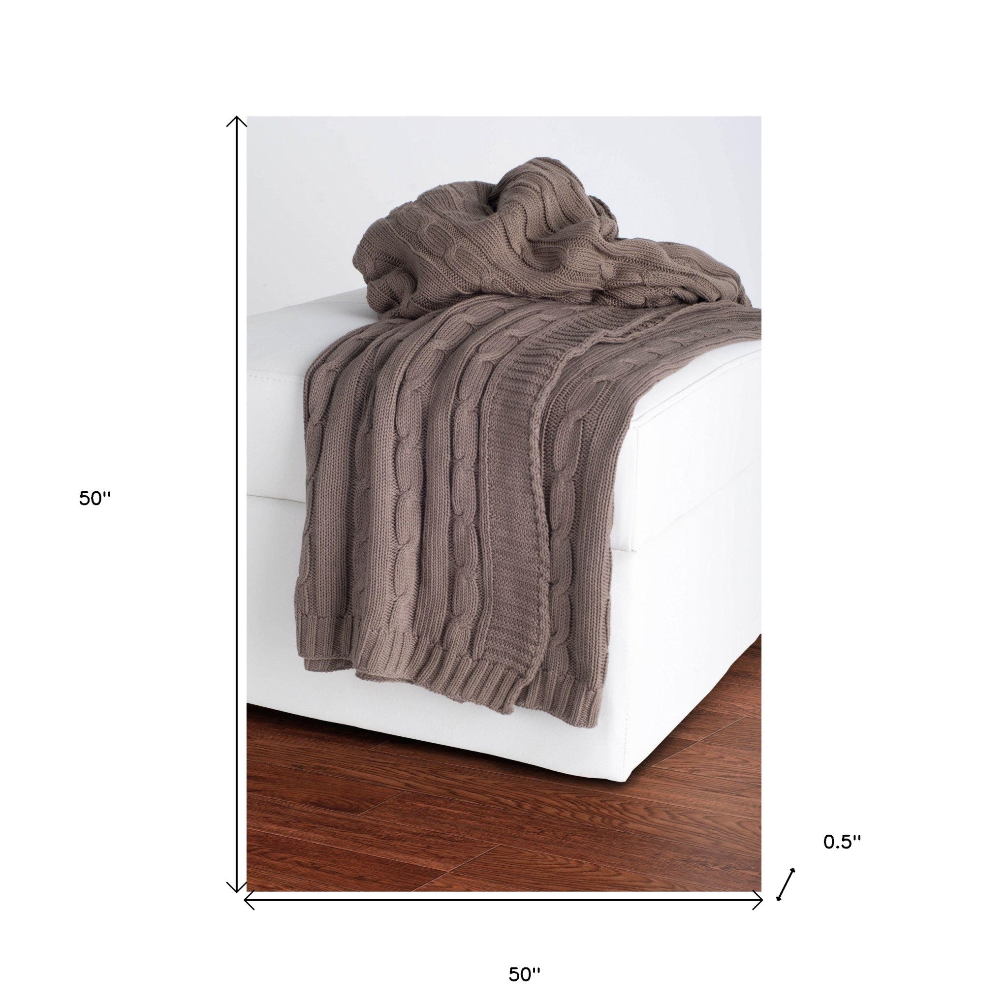 Brown Knitted 100% Cotton Throw Blanket