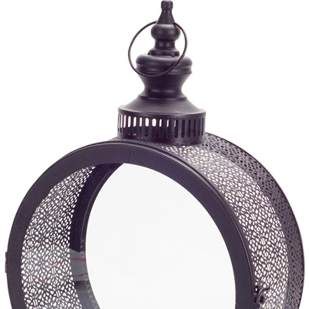 18" Black Flameless Floor Lantern Candle Holder