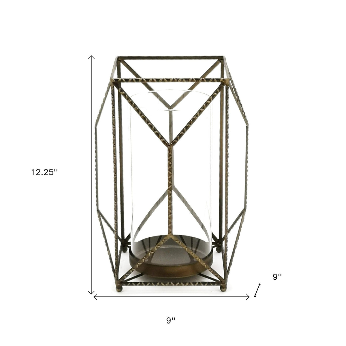 12" Gold Flameless Floor Hurricane Candle Holder