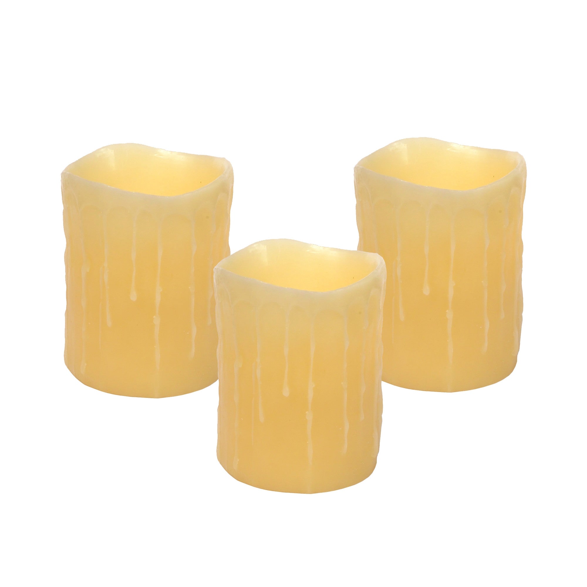 Set of Three Yellow Flameless Pillar Candle