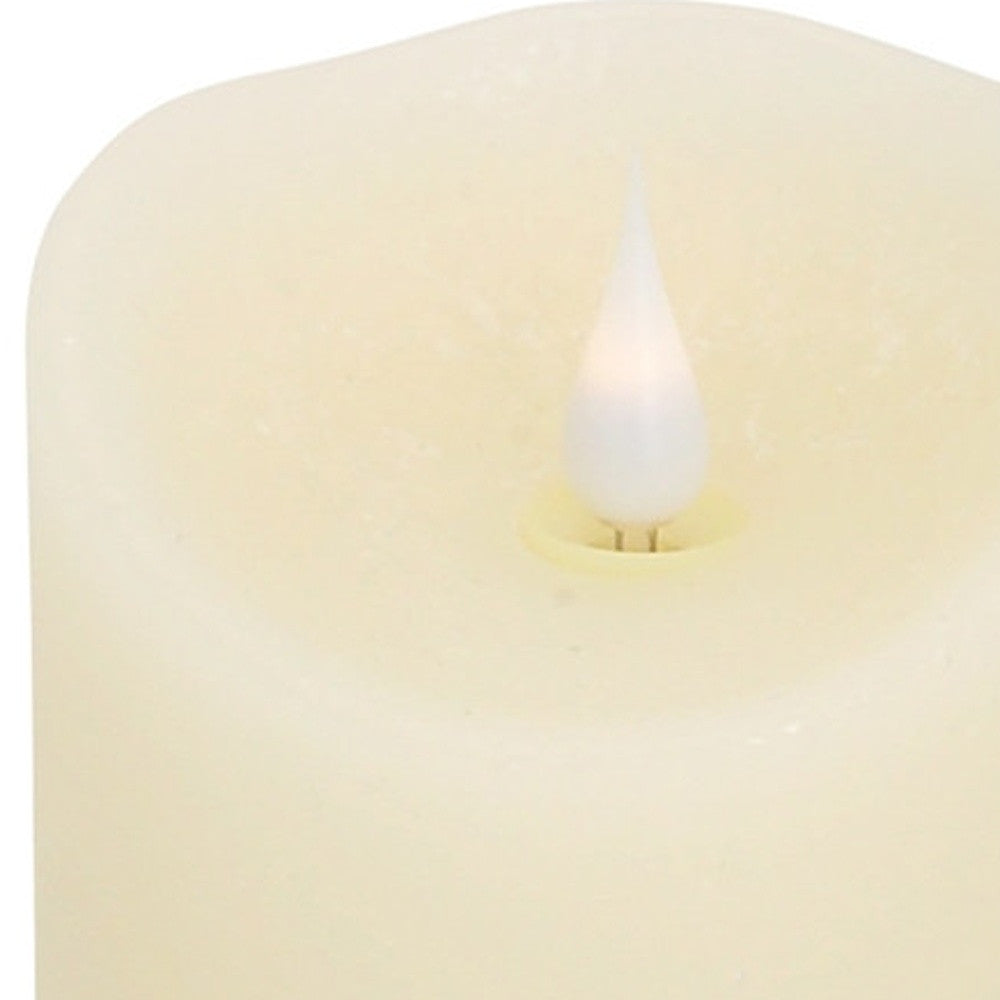 Set of Two Beige Flameless Pillar Candle