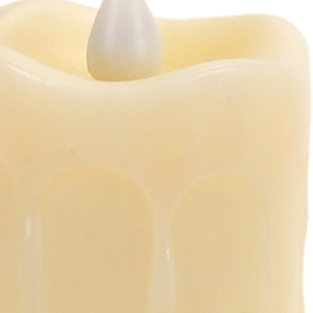 Set of Two Beige Flameless Pillar Candles