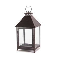 Set Of Two Black Flameless Floor Lantern Candle Holder