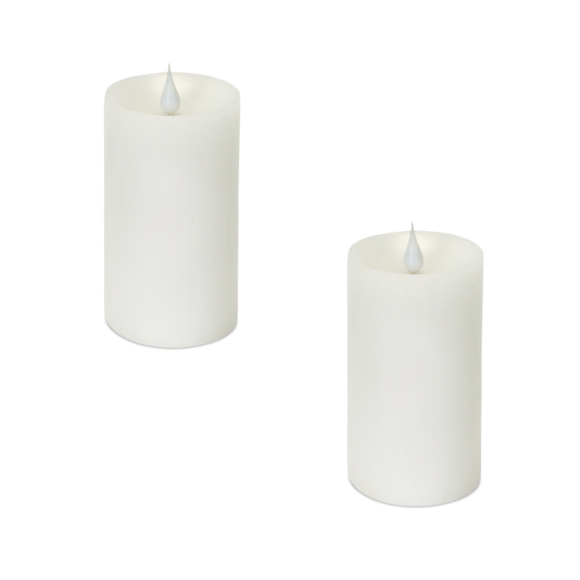 Set of Two White Flameless Pillar Candle