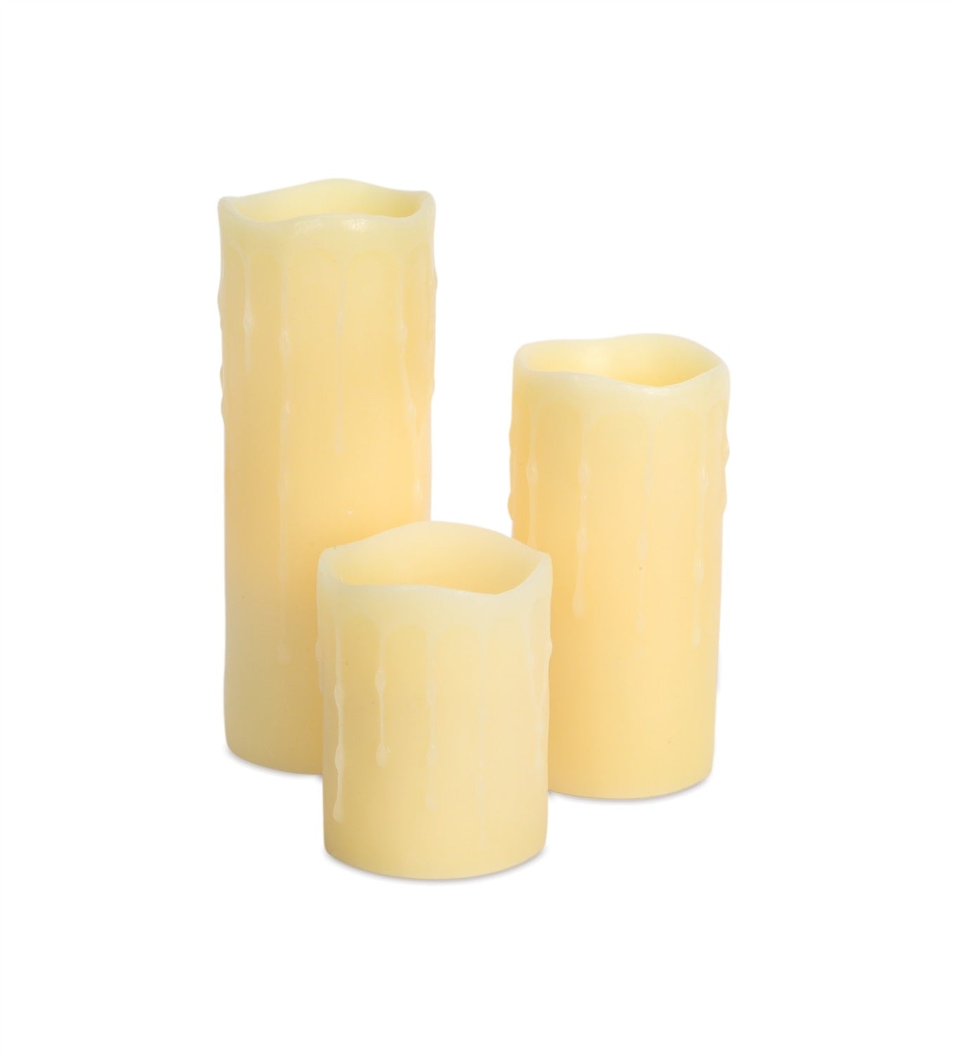 Set of Three Yellow Flameless Pillar Candle