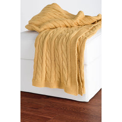 Yellow Knitted 100% Cotton Throw Blanket