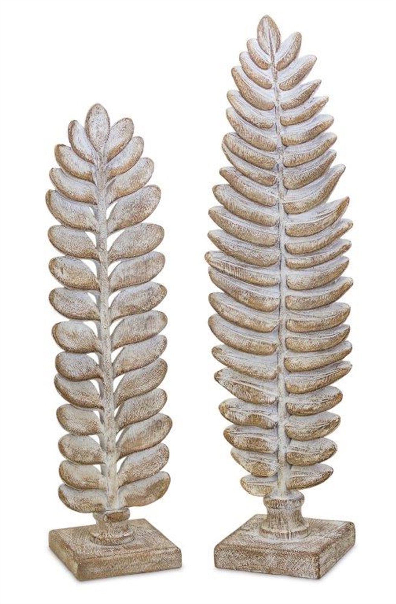 Set Of Two 17" Brown Polyresin Leaf Leaf