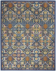 9' x 12' Blue and Yellow Floral Power Loom Area Rug