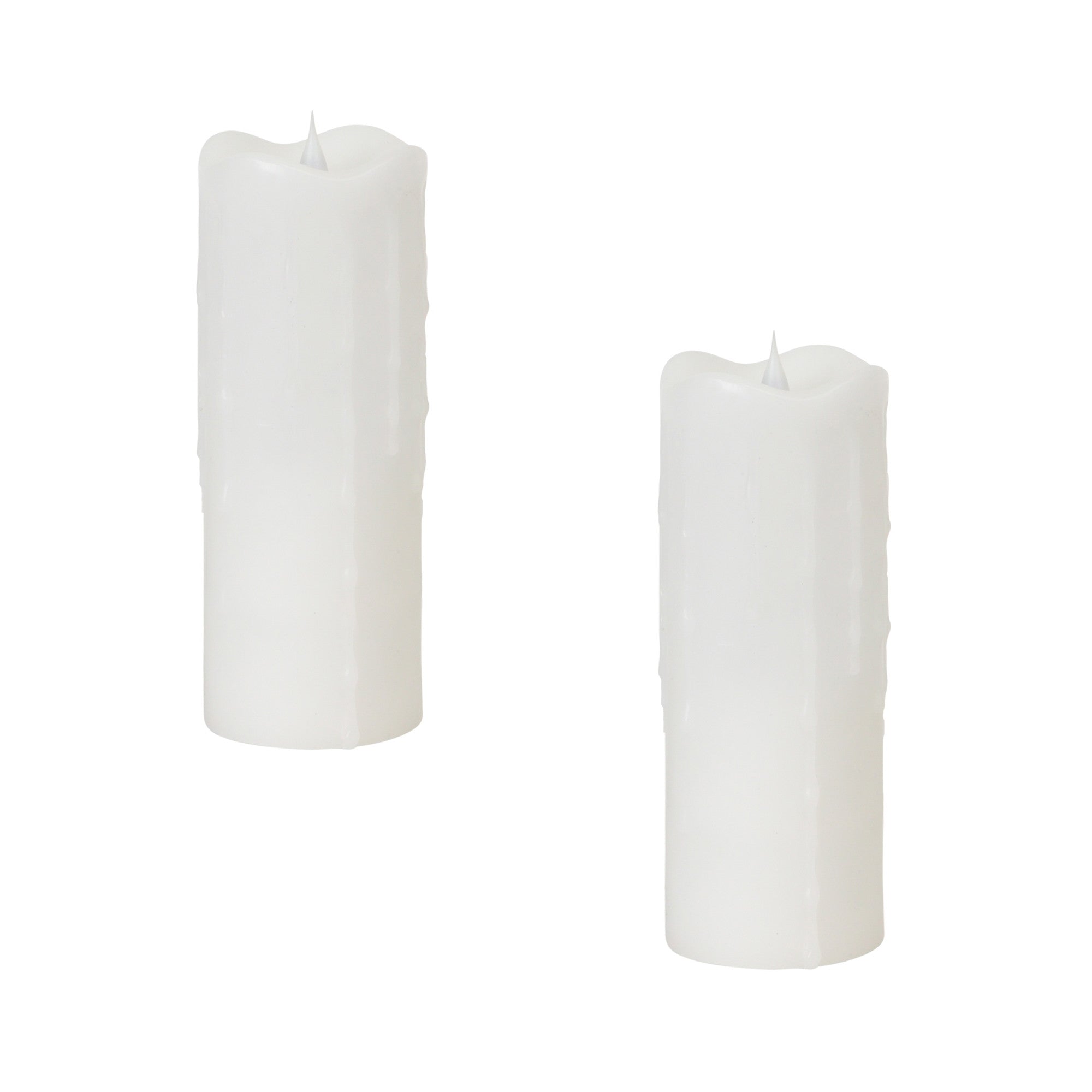 Set of Two White Flameless Pillar Candle