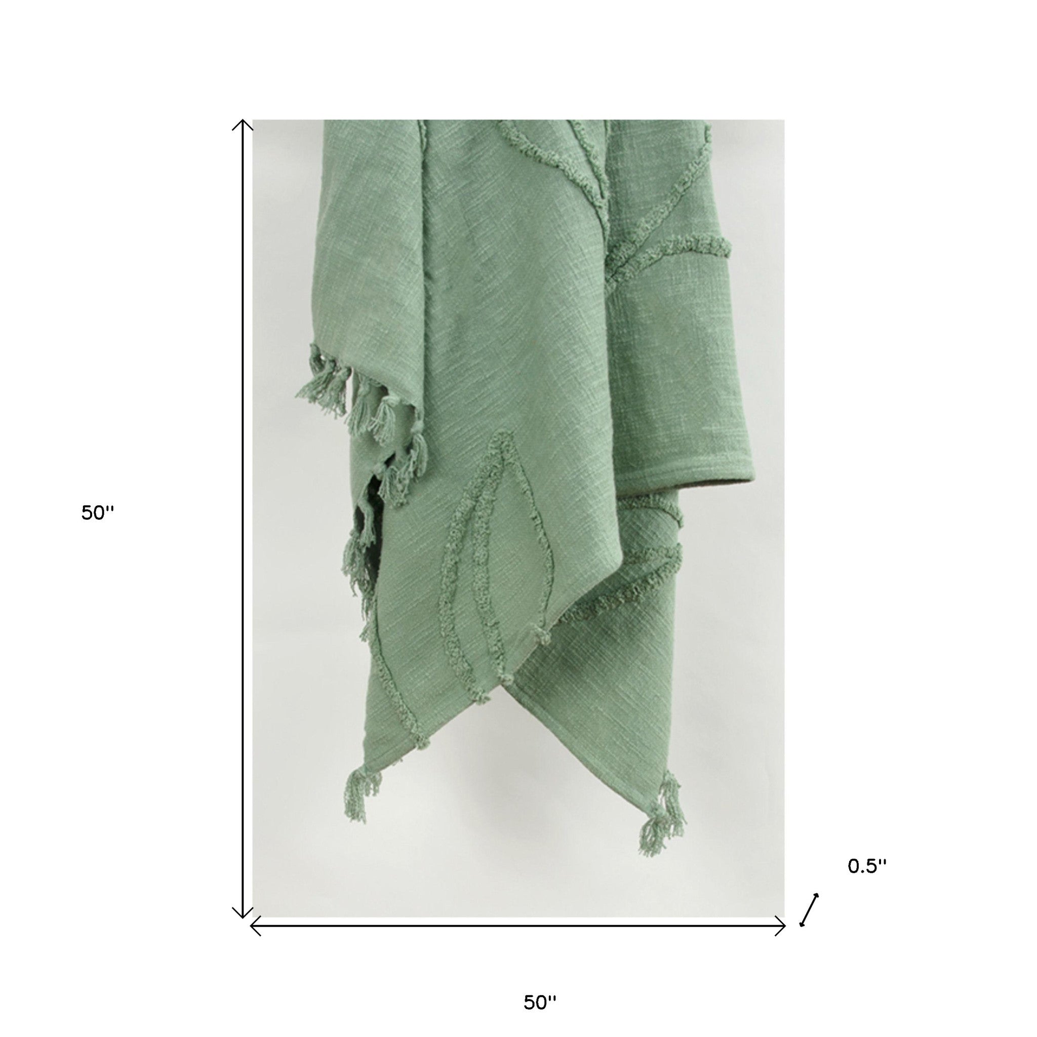 Green Woven 100% Woven Textured Cotton Throw Blanket