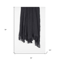Blue Gray Woven 100% Cotton Throw Blanket