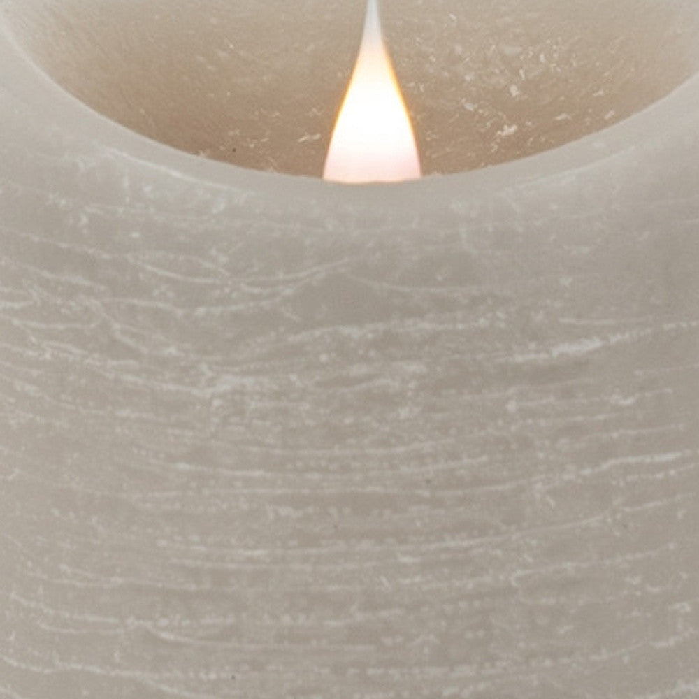 Set of Two Gray Flameless Pillar Candle