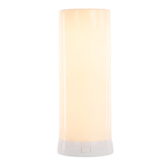 8" White with Orange Flame Flameless Designer Candle