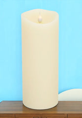 9" Beige Flameless Pillar Candle