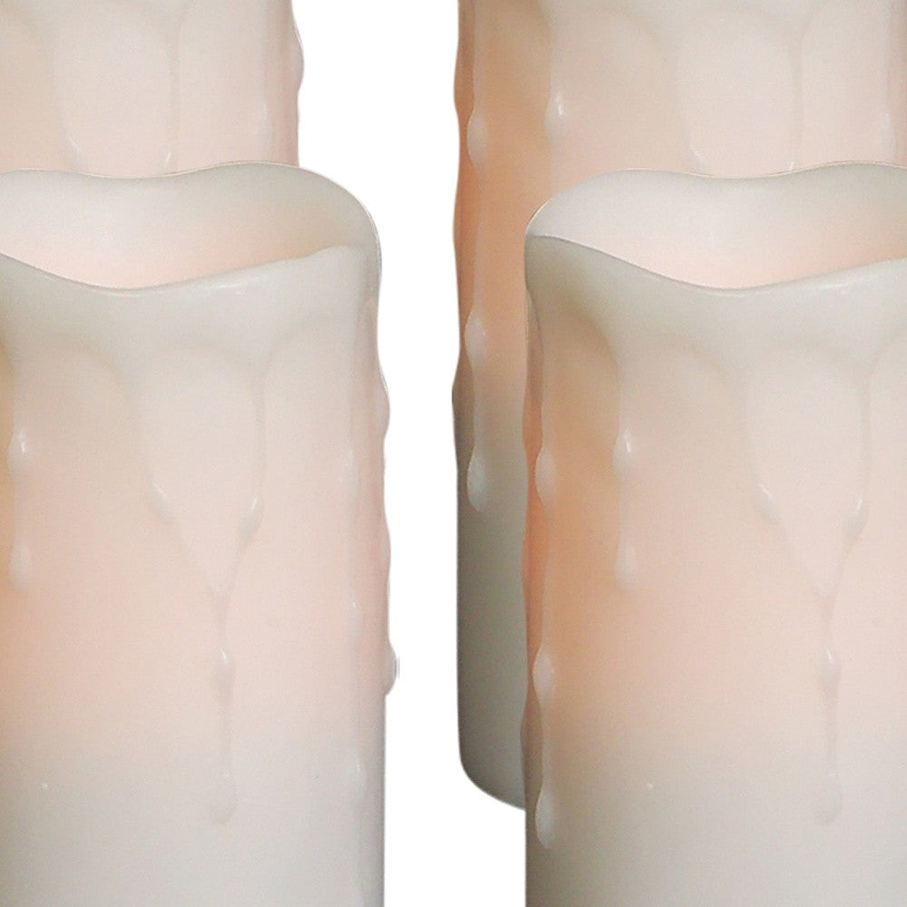 Set of Four White Flameless Pillar Candle