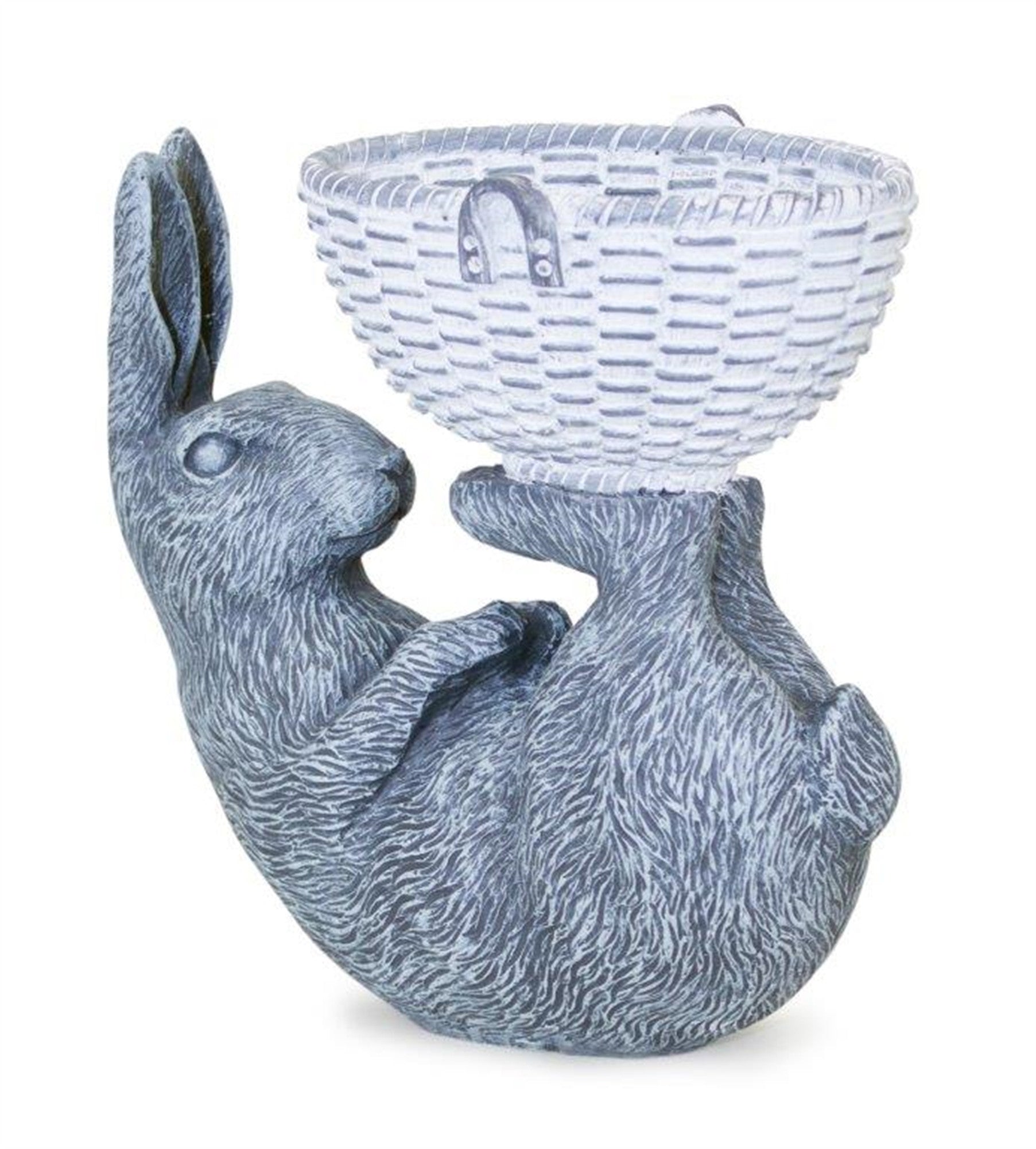 7" Gray and White Polyresin Rabbit Figurine