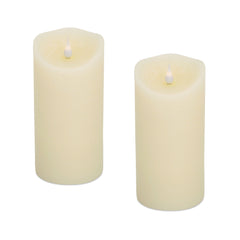 Set of Two Beige Flameless Pillar Candle