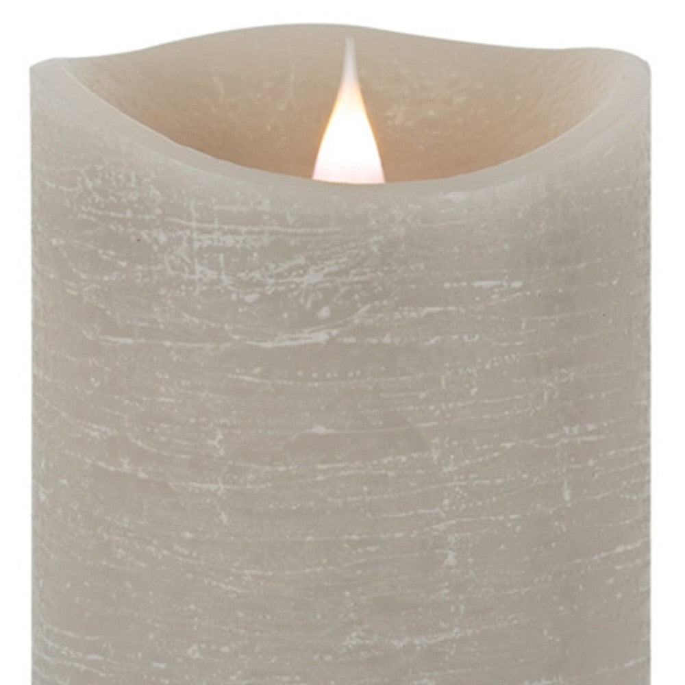 7" Gray Flameless Pillar Candle