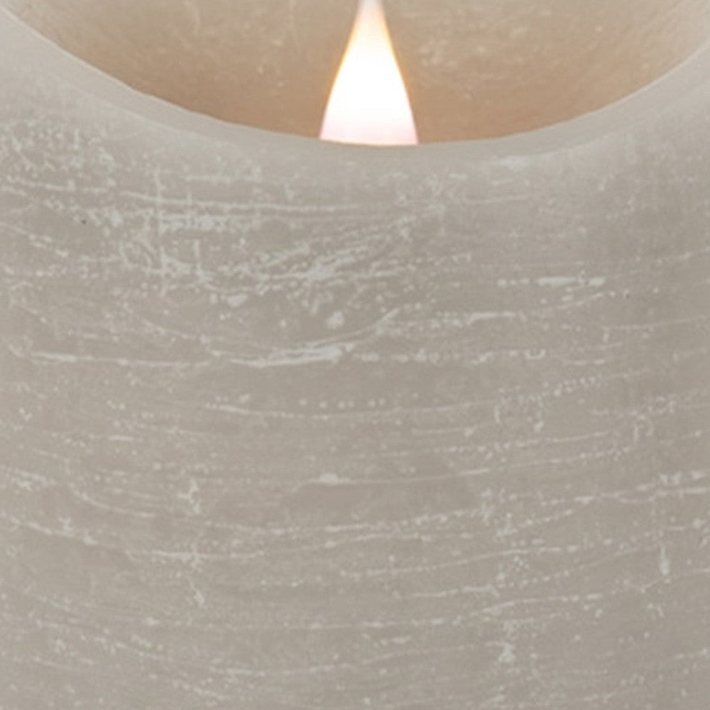 7" Gray Flameless Pillar Candle