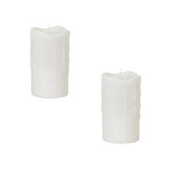 Set of Two White Flameless Pillar Candle