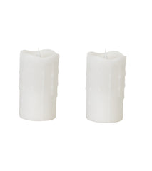 Set of Two White Flameless Pillar Candle