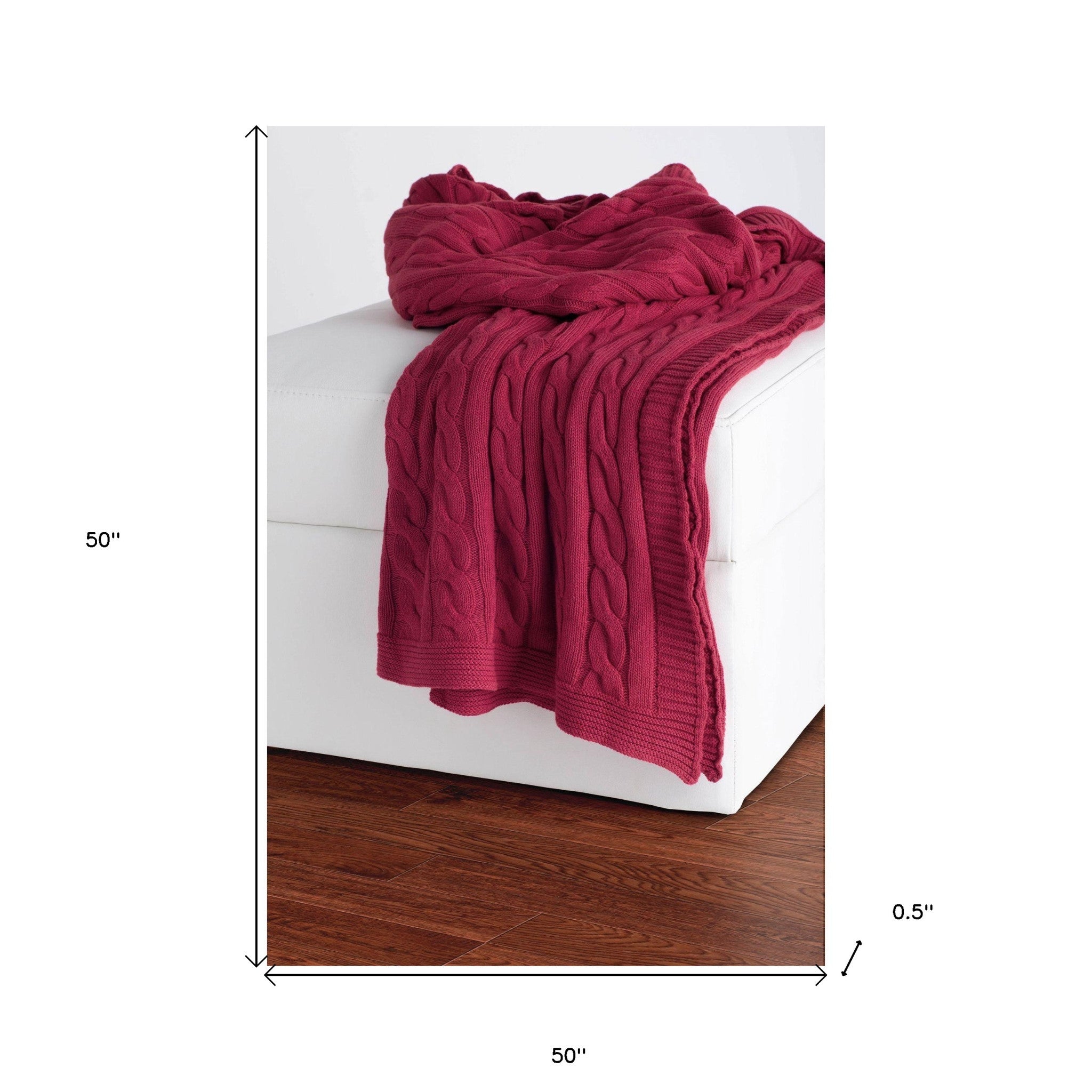 Red Knitted 100% Cotton Throw Blanket