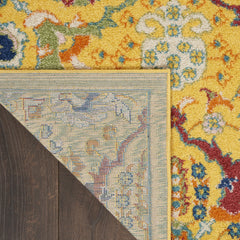 9' x 12' Yellow Floral Power Loom Area Rug