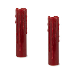 Set of Two Red Flameless Pillar Candle