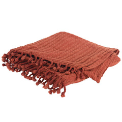 Burnt Orange Knitted 100% Cotton Throw Blanket