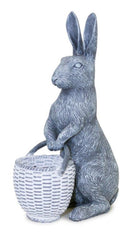 11" Gray and White Polyresin Rabbit Figurine