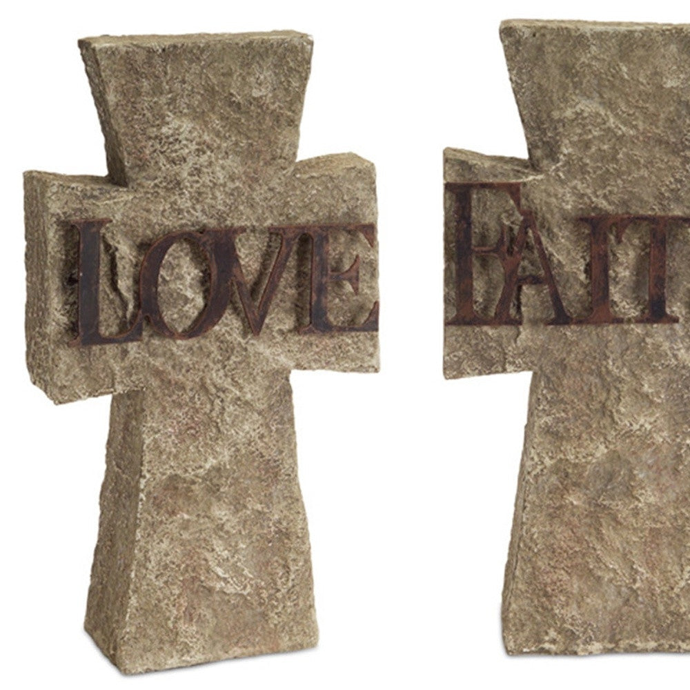 Set Of Three 11" Gray Resin Cross Figurine