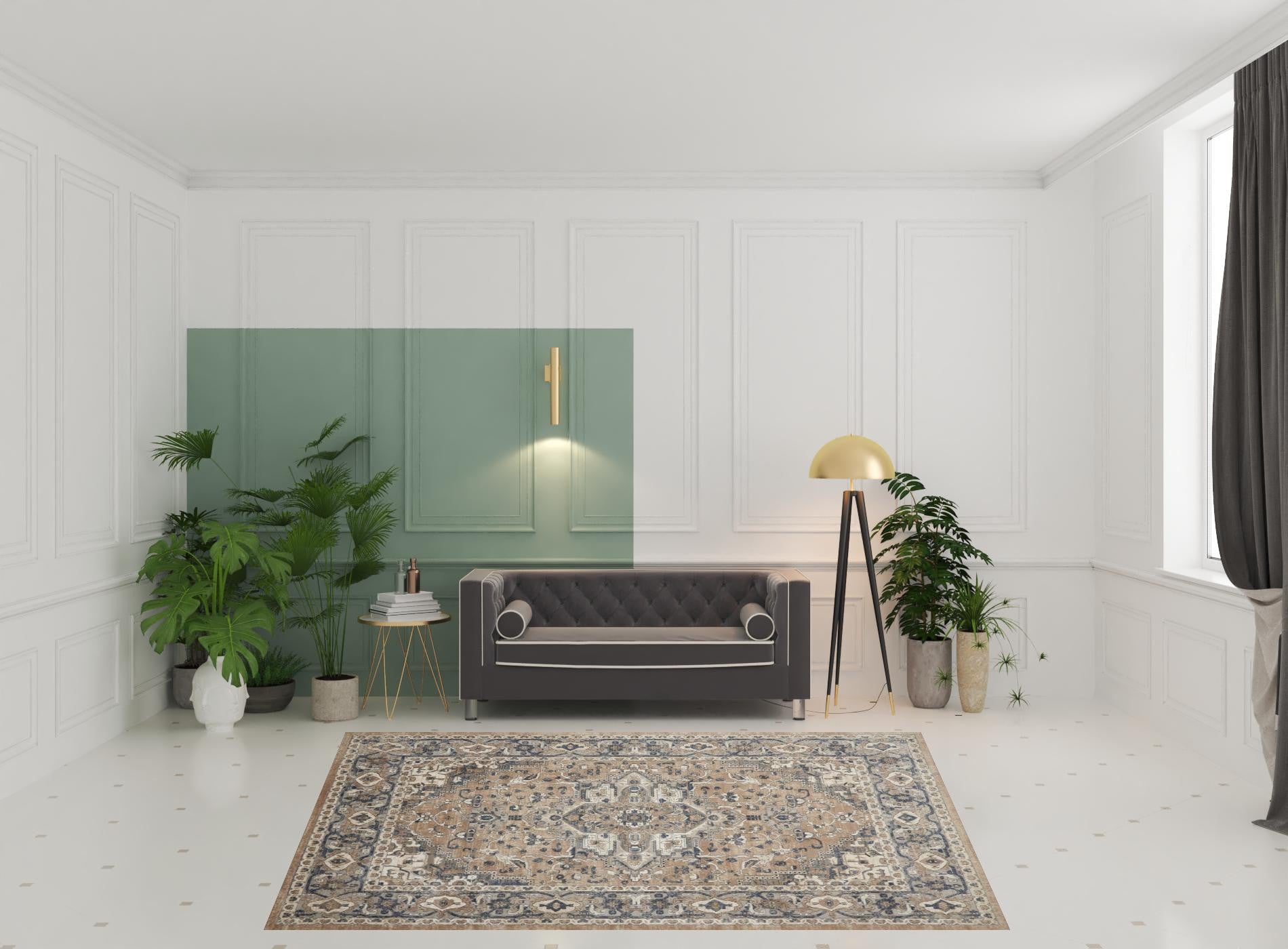 8' x 10' Ivory Floral Power Loom Area Rug
